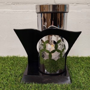 ZNICZ solarny metalowy SREBRNY h 25 cm lampion solarny fotowoltaiczny