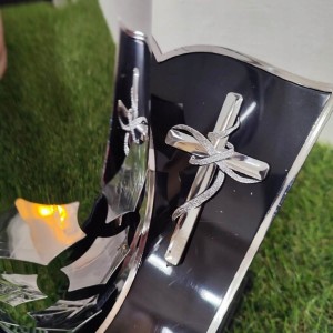 ZNICZ solarny metalowy SREBRNY h 25 cm lampion solarny fotowoltaiczny