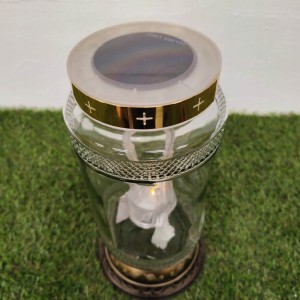 ZNICZ solarny h 31 cm lampion solarny fotowoltaiczny złoty duży znicz