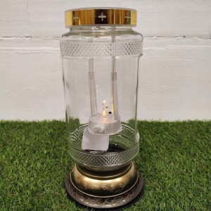 ZNICZ solarny h 31 cm lampion solarny fotowoltaiczny złoty duży znicz