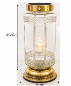 ZNICZ solarny h 31 cm lampion solarny fotowoltaiczny złoty duży znicz