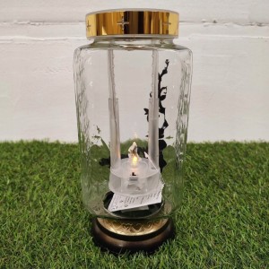 ZNICZ solarny RÓŻA h 25 cm lampion solarny fotowoltaiczny złoty