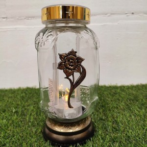 ZNICZ solarny RÓŻA ZŁOTY h 23 cm lampion solarny fotowoltaiczny