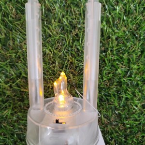 ZNICZ solarny RÓŻA SREBRNY h 23 cm lampion solarny fotowoltaiczny