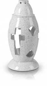 Znicz Ceramiczny Nagrobkowy Cmentarny Biały 28 cm