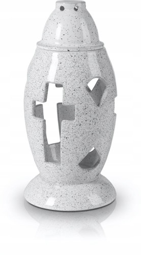 Znicz Ceramiczny Nagrobkowy Cmentarny Biały 28 cm