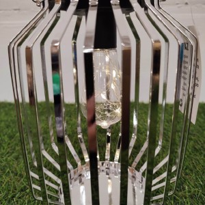 Lampion solarny metalowy srebrny h 22 cm