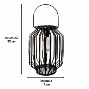 Lampion solarny metalowy grafitowy h 22 cm