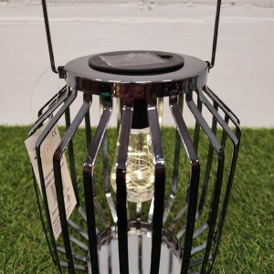 Lampion solarny metalowy grafitowy h 22 cm
