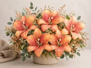 LILIA wyrobowa 25 cm pomarańczowa główka lilii duża x 6 szt.