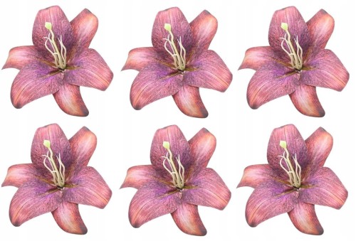 LILIA wyrobowa 25 cm fioletowa purple orange główka lilii duża 6 szt.