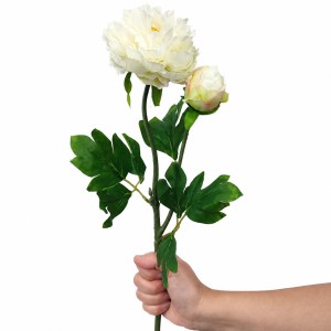 PIWONIA PEONIA biała 60 cm gałązka z liśćmi