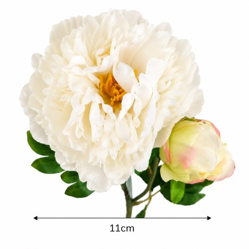 PIWONIA PEONIA biała 60 cm gałązka z liśćmi