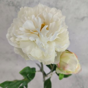 PIWONIA PEONIA biała 60 cm gałązka z liśćmi