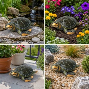 ŻÓŁW figurka dekoracja ogrodu na taras przy oczku wodnym 38 cm duży