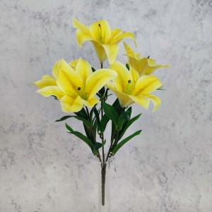 LILIA sztuczna ŻÓŁTA gumowana 45 cm bukiet 5 szt. REAL TOUCH