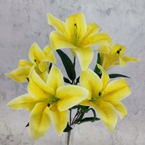 LILIA sztuczna ŻÓŁTA gumowana 45 cm bukiet 5 szt. REAL TOUCH