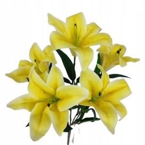 LILIA sztuczna ŻÓŁTA gumowana 45 cm bukiet 5 szt. REAL TOUCH