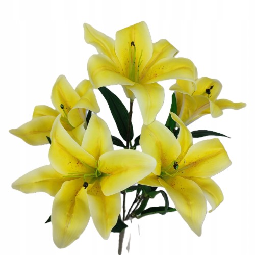 LILIA sztuczna ŻÓŁTA gumowana 45 cm bukiet 5 szt. REAL TOUCH