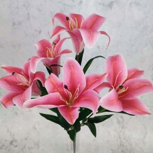 LILIA sztuczna RÓŻOWA gumowana 45 cm bukiet 5 szt. REAL TOUCH
