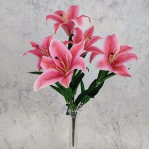 LILIA sztuczna RÓŻOWA gumowana 45 cm bukiet 5 szt. REAL TOUCH