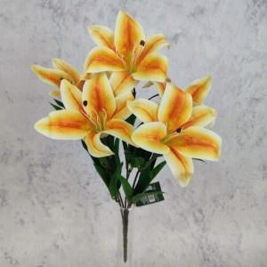 LILIA sztuczna POMARAŃCZOWA gumowana 45 cm bukiet 5 szt. REAL TOUCH