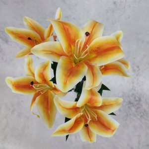 LILIA sztuczna POMARAŃCZOWA gumowana 45 cm bukiet 5 szt. REAL TOUCH