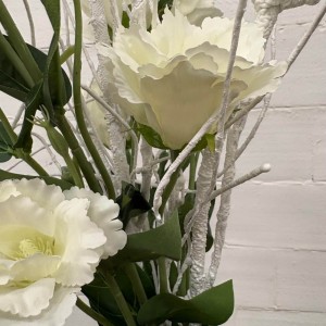 Gałąź sztuczna giętka gałązka pianka korzeń sztuczny 144 cm biały