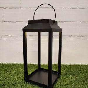 Lampa Solarna Lampion solarny metalowy czarny komplet 2 szt. 36 cm i 32 cm