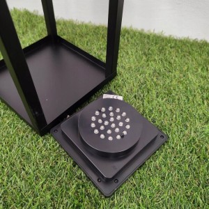 Lampa Solarna Lampion solarny metalowy czarny komplet 2 szt. 36 cm i 32 cm