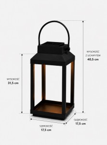 Lampa Solarna Latarnia solarna 32 cm Lampion solarny metalowy czarny 32 cm