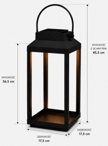 Lampa Solarna Latarnia solarna 36 cm Lampion solarny metalowy czarny 36 cm