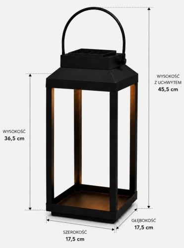 Lampa Solarna Latarnia solarna 36 cm Lampion solarny metalowy czarny 36 cm