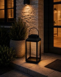 Lampa Solarna Latarnia solarna 36 cm Lampion solarny metalowy czarny 36 cm