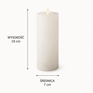 ŚWIECA biała LED na baterie TIMER 19 cm wosk