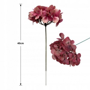 HORTENSJE PIK do stroików sztuczna hortensja bordowa REAL TOUCH 40 cm