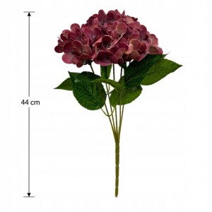 HORTENSJA 44 CM bukiet sztuczne HORTENSJE bordowe premium REAL TOUCH