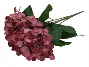 HORTENSJA 44 CM bukiet sztuczne HORTENSJE bordowe premium REAL TOUCH
