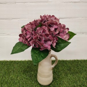 HORTENSJA 44 CM bukiet sztuczne HORTENSJE bordowe premium REAL TOUCH
