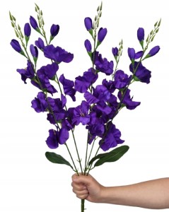 MIECZYKI gladiole fioletowe ciemne 68 cm bukiet 5 gałązek sztuczne mieczyki