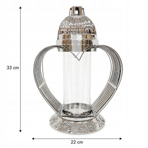 ZNICZ serce metalowy SREBRNY h 33 cm