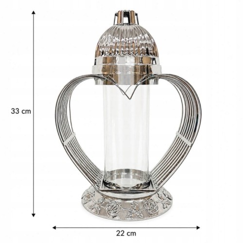 ZNICZ serce metalowy SREBRNY h 33 cm