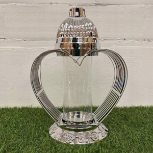 ZNICZ serce metalowy SREBRNY h 33 cm