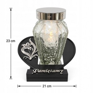 ZNICZ solarny całodobowy PAMIĘTAMY na podstawie 23 cm znicz fotowoltaiczny