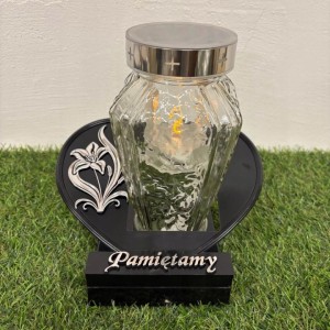 ZNICZ solarny całodobowy PAMIĘTAMY na podstawie 23 cm znicz fotowoltaiczny