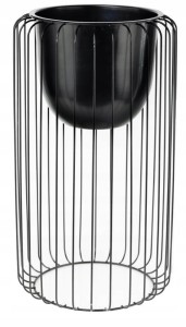 KWIETNIK metalowy czarny H 50 cm zestaw z osłonką czarna metalowa doniczka