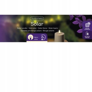 ŚWIECA SOLARNA LED pomarańczowa świeca na zewnątrz 10 cm czujnik zmierzchu