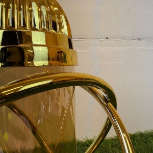 ZNICZ kula metalowy ZŁOTY h 23 cm lampion na cmentarz