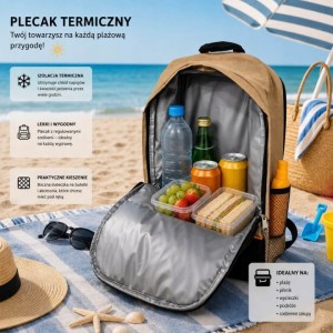Plecak termiczny zielony 20 l torba termiczna + 2 x wkład chłodzący