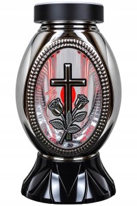 ZNICZ solarny srebrny czerwone światło h 25 cm całodobowy fotowoltaiczny